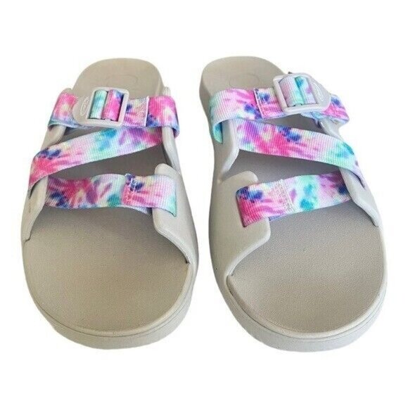 CHACO Chillos Sport Kids Light Tie Dye Slip On Sandal Slides NEW - Picture 3 of 7